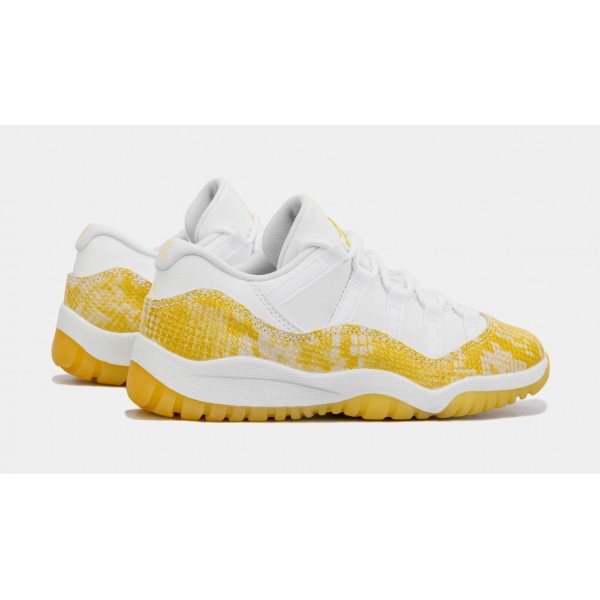 Air Jordan 11 Retro Low Amarillo Piel de Serpiente Preshool Lifestyle Zapatos (Blanco/Amarillo)