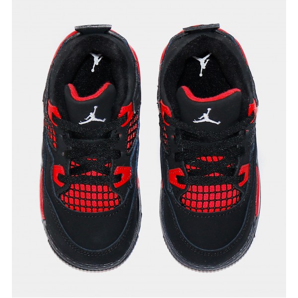 Air Jordan 4 Red Thunder Niño Pequeño Zapatillas Lifestyle (Negro/Rojo) Límite de una por cliente