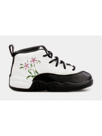Air Jordan 12 Retro Floral Infantil Lifestyle Zapatos (Negro/Blanco)