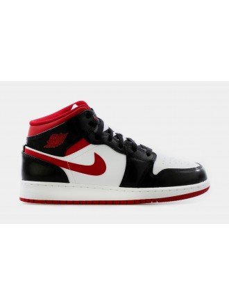 Air Jordan 1 Mid Negro Gimnasio Rojo Grado Escuela de estilo de vida de zapatos (Negro / Rojo)
