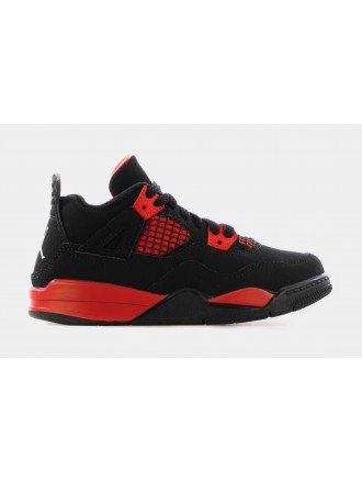 Air Jordan 4 Retro Trueno Rojo Preescolar Lifestyle Zapatos (Negro / Rojo) Límite de uno por cliente