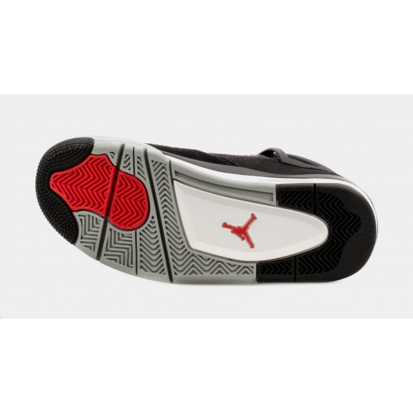 Air Jordan 4 Retro SE Negro Lienzo Escuela Primaria Estilo de vida Zapatos (Negro / Gris) Límite de uno por cliente