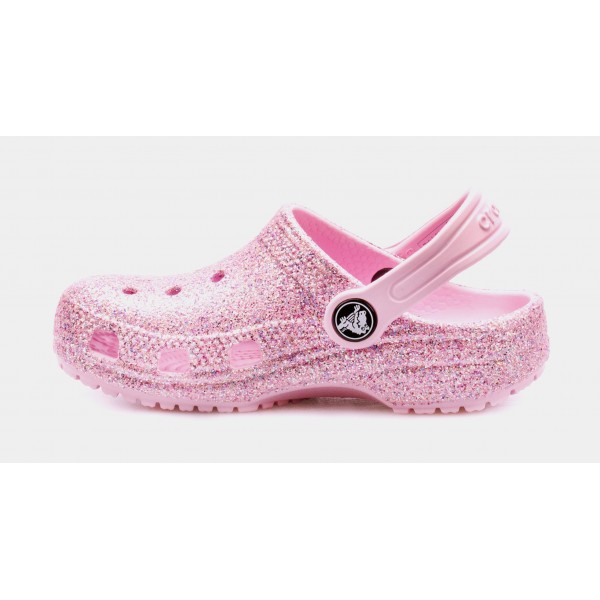 Sandalias Classic Glitter Clog para bebé (rosa)