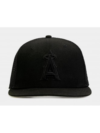 Anaheim Angels Blackout 9Fifty Trucker Sombrero para hombre (Negro)