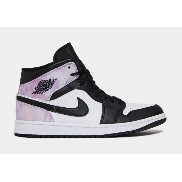 Air Jordan 1 Mid Tie Dye Mens Lifestyle Shoes (Black/Pink) Envío gratuito
