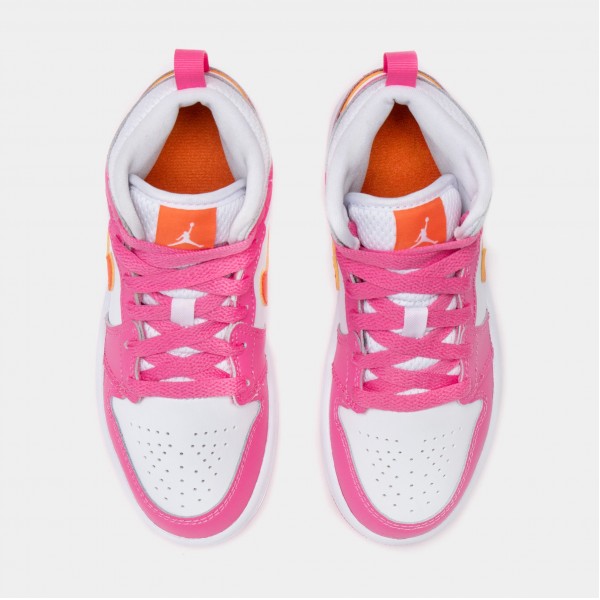 Zapatillas Air Jordan 1 Mid Lifestyle, Preescolar (Rosa/Naranja)