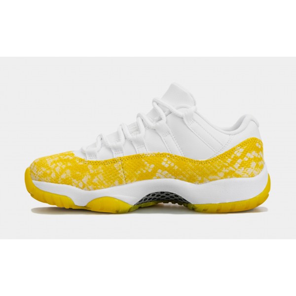 Air Jordan 11 Retro Low Amarillo Piel de Serpiente Zapatillas Estilo de Vida Mujer (Amarillo/Blanco)