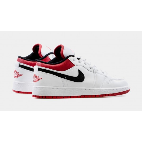 Air Jordan 1 Low Escuela Primaria Estilo de vida de zapatos (Blanco/Rojo)
