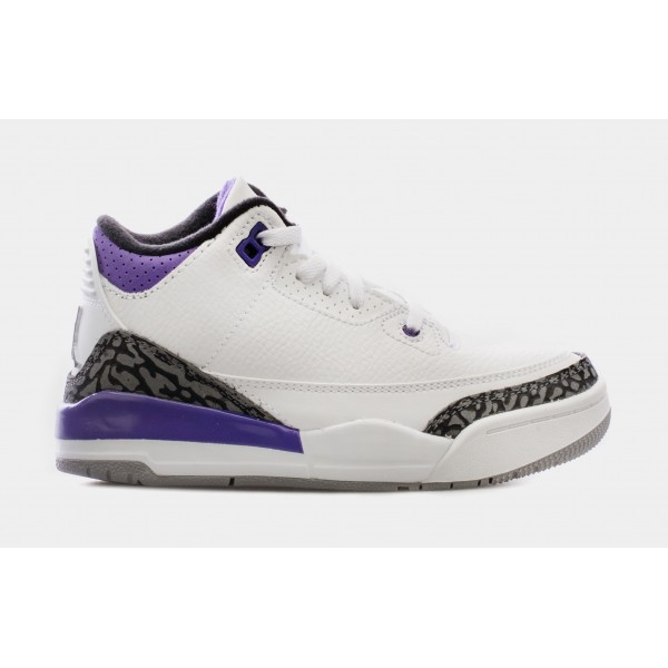 Air Jordan 3 Retro Iris Oscuro Preescolar Lifestyle Zapatos (Blanco / Púrpura) Envío gratuito