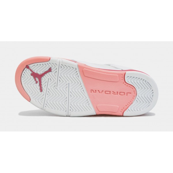 Air Jordan 5 Retro Baja Desert Berry Preescolar Lifestyle Zapatos (Blanco/Rosa)