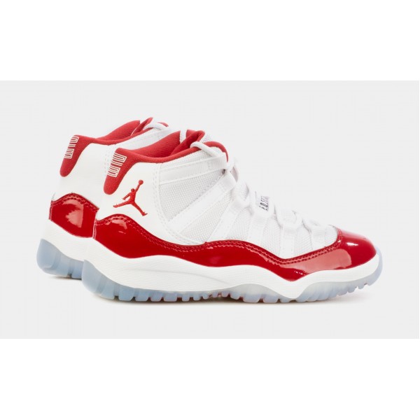 Air Jordan 11 Retro Cherry Preescolar Lifestyle Zapatos (Blanco/Rojo)