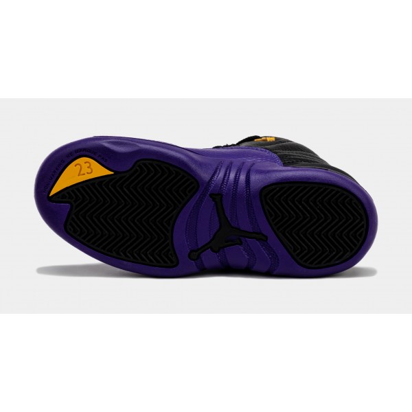 Air Jordan 12 Retro Campo Púrpura Preescolar Lifestyle Zapatos (Negro / Púrpura)