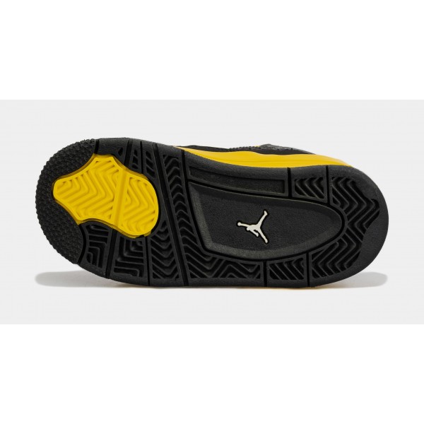 Zapatillas Air Jordan 4 Retro Thunder Estilo de Vida Infantil (Negro/Amarillo)