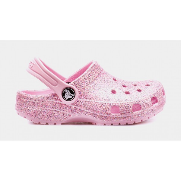 Sandalias Classic Glitter Clog para bebé (rosa)