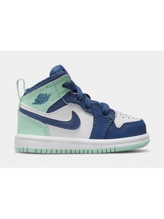 Air Jordan 1 Mid Azul Menta Infantil Zapatos Lifestyle (Azul / Verde)