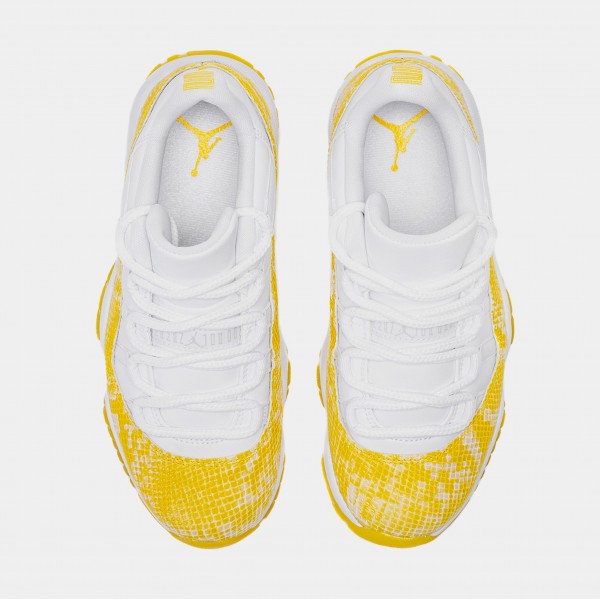 Air Jordan 11 Retro Low Amarillo Piel de Serpiente Zapatillas Estilo de Vida Mujer (Amarillo/Blanco)