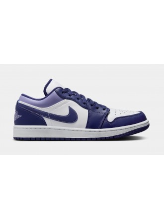 Air Jordan 1 Low Grade Escuela Estilo de vida de zapatos (púrpura / blanco)