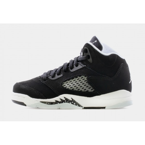 Air Jordan 5 Retro Oreo Preescolar Lifestyle Zapatos (Negro/Blanco/Gris Frío)
