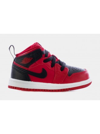Zapatillas Air Jordan 1 Mid, estilo de vida, niño pequeño (Rojo/Negro)