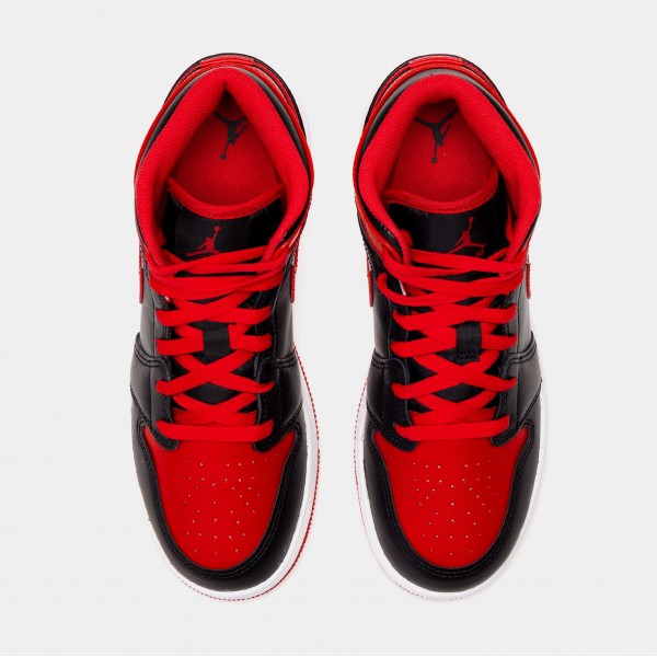 Air Jordan 1 Retro Mid Alternate Bred Escuela Primaria Lifestyle Zapatos (Negro/Rojo) Envío gratuito