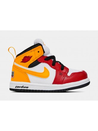 Jordan 1 Mid Niño Pequeñas Zapatillas Lifestyle (Rojo/Amarillo)