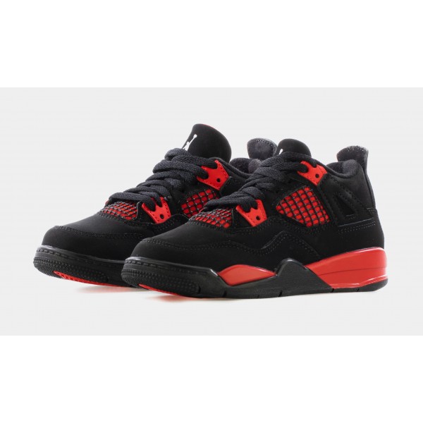 Air Jordan 4 Retro Trueno Rojo Preescolar Lifestyle Zapatos (Negro / Rojo) Límite de uno por cliente