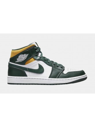 Air Jordan 1 Mid Verde Amarillo Mens Lifestyle Shoes (Green/Yellow) Envío gratuito