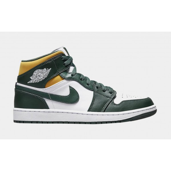 Air Jordan 1 Mid Verde Amarillo Mens Lifestyle Shoes (Green/Yellow) Envío gratuito