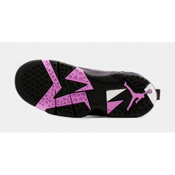 Air Jordan 7 Retro Barely Grape Preescolar Estilo de vida zapatos (púrpura / negro)