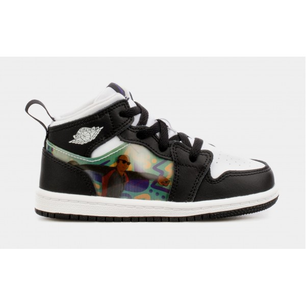 Air Jordan 1 Mid Holograma Infantil Lifestyle Zapatos (Negro)