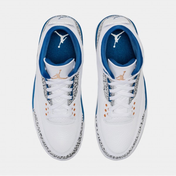Air Jordan 3 Retro Wizards True Blue Mens Lifestyle Zapatos (Blanco/Azul)
