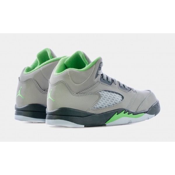 Air Jordan 5 Retro Green Bean Preescolar Estilo de vida Zapatos (Gris / Verde) Envío gratuito