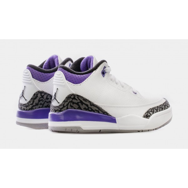 Air Jordan 3 Retro Iris Oscuro Preescolar Lifestyle Zapatos (Blanco / Púrpura) Envío gratuito