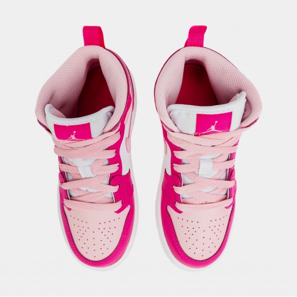 Air Jordan 1 Retro Mid Medium Soft Pink Preescolar Estilo de vida Zapatos (Rosa)