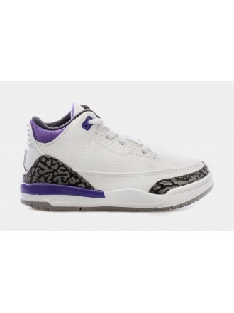Air Jordan 3 Retro Iris Oscuro Infantil Lifestyle Zapatos (Blanco / Púrpura) Envío gratuito