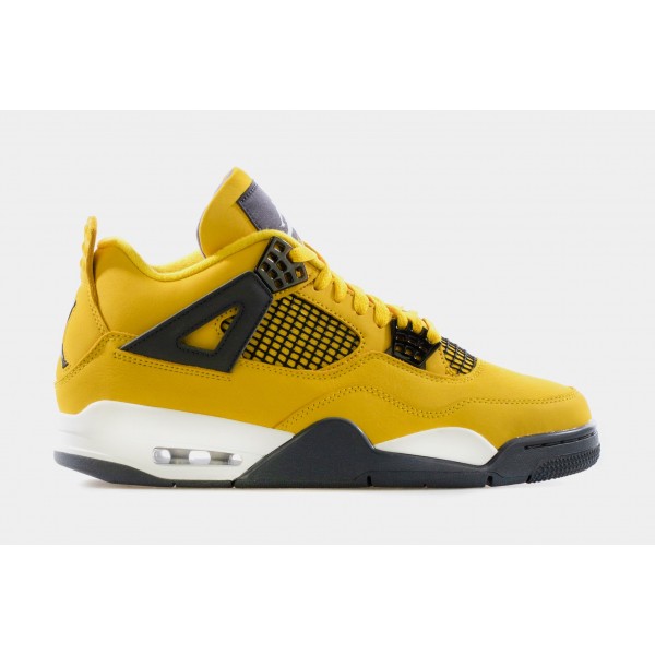 Air Jordan 4 Retro Lightning Mens Lifestyle Shoe (Tour Yellow/White/Dark Blue Grey) Limitado a uno por cliente