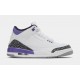 Air Jordan 3 Retro Dark Iris Grade School Lifestyle Shoes (White/Purple) Envío gratuito