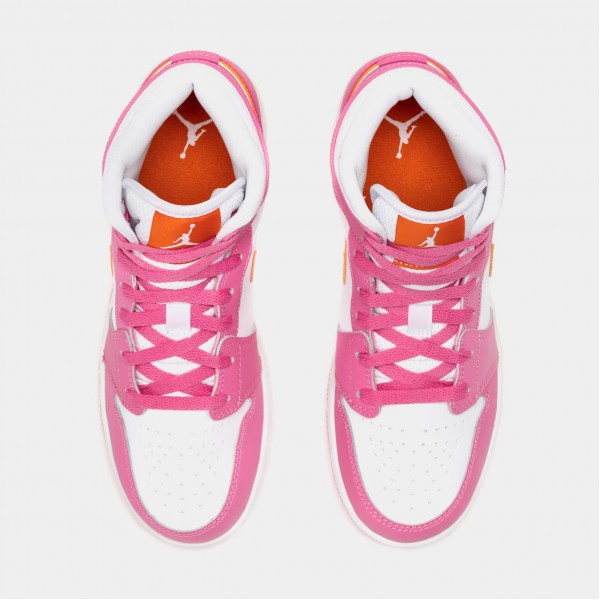 Zapatillas Air Jordan 1 Mid Pinksicle Estilo de Vida Escolar (Rosa/Naranja)