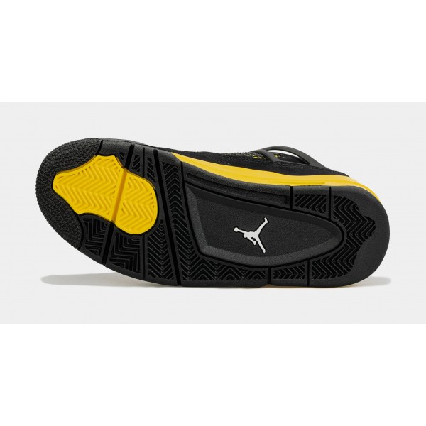 Zapatillas Air Jordan 4 Retro Thunder para niños en edad escolar (Negro/Amarillo) Envío gratuito