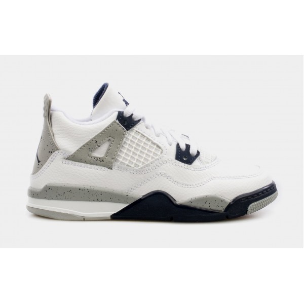 Air Jordan 4 Midnight Navy Preescolar Lifestyle Zapatos (Blanco/Azul)