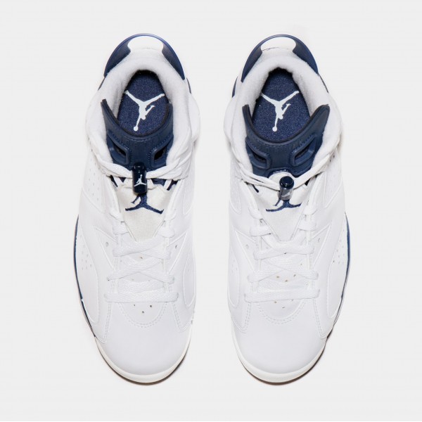 Air Jordan 6 Retro Midnight Navy Mens Lifestyle Shoes (White/Navy)