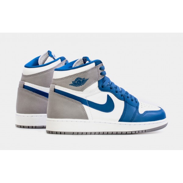 Air Jordan 1 Retro High OG True Blue Grade School Lifestyle Shoes (Azul/Blanco) Envío gratuito